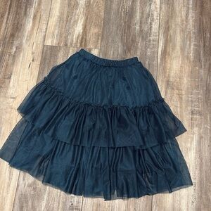 Tea Collection Layered Tulle Skirt Size 6 Teal Blue Elastic Waistband Lined